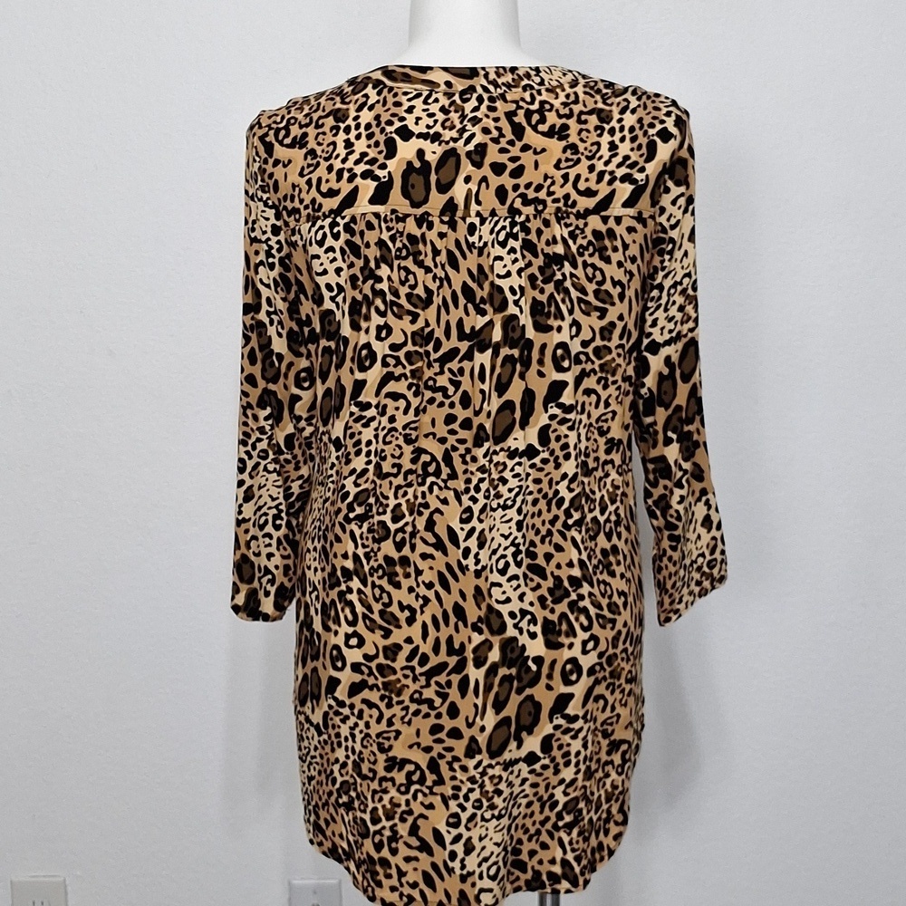 New Directions Brown Black Academia Animal Print Mobwife Relaxed Fit Blouse XL - Picture 5 of 14